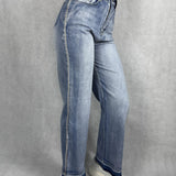 Jeans chiaro vita alta gamba dritta