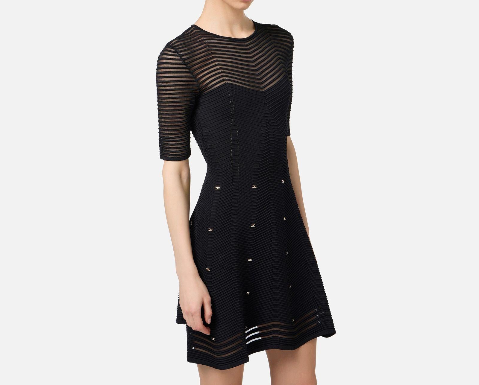 Abito con motivo chevron e borchie AM03B46E2 110 ELISABETTA FRANCHI 