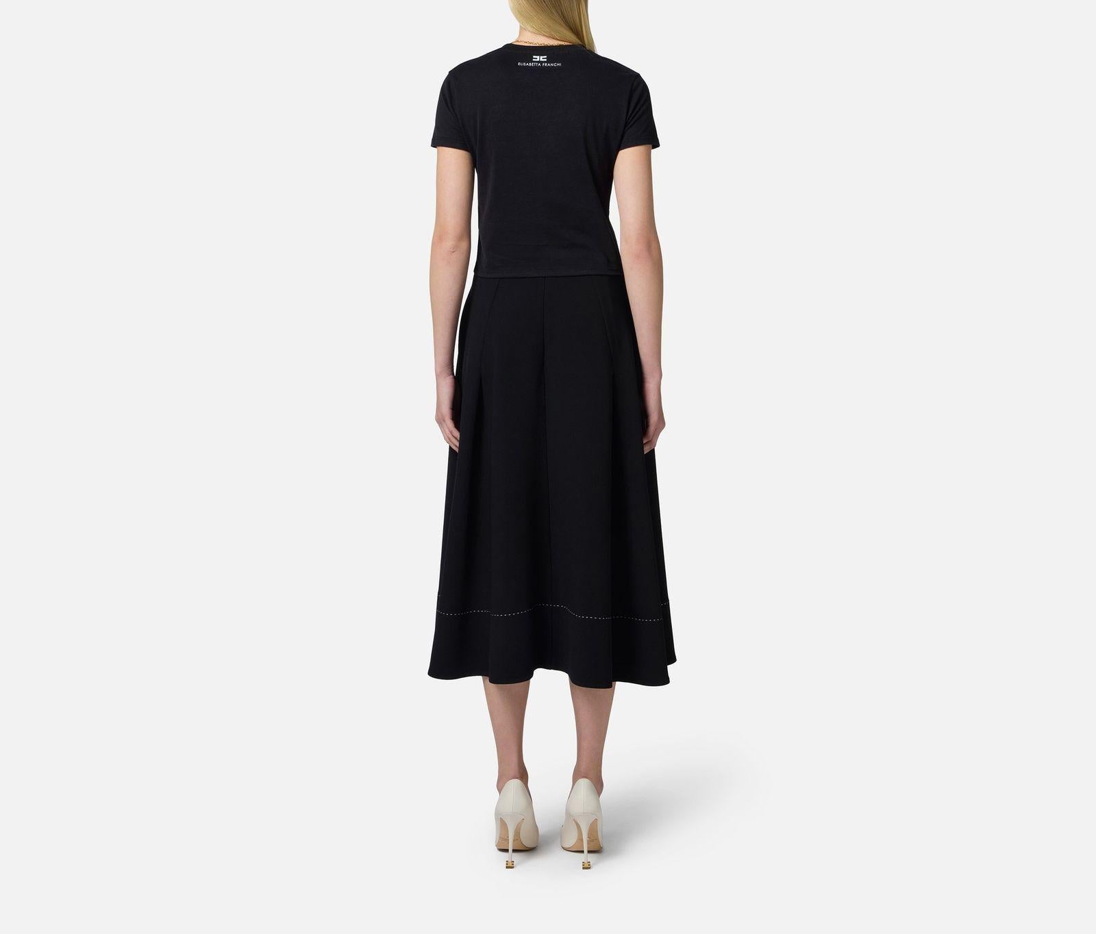 Maglia in jersey con collana a fiocco - Elisabetta Franchi MA00651E2 110 ELISABETTA FRANCHI 