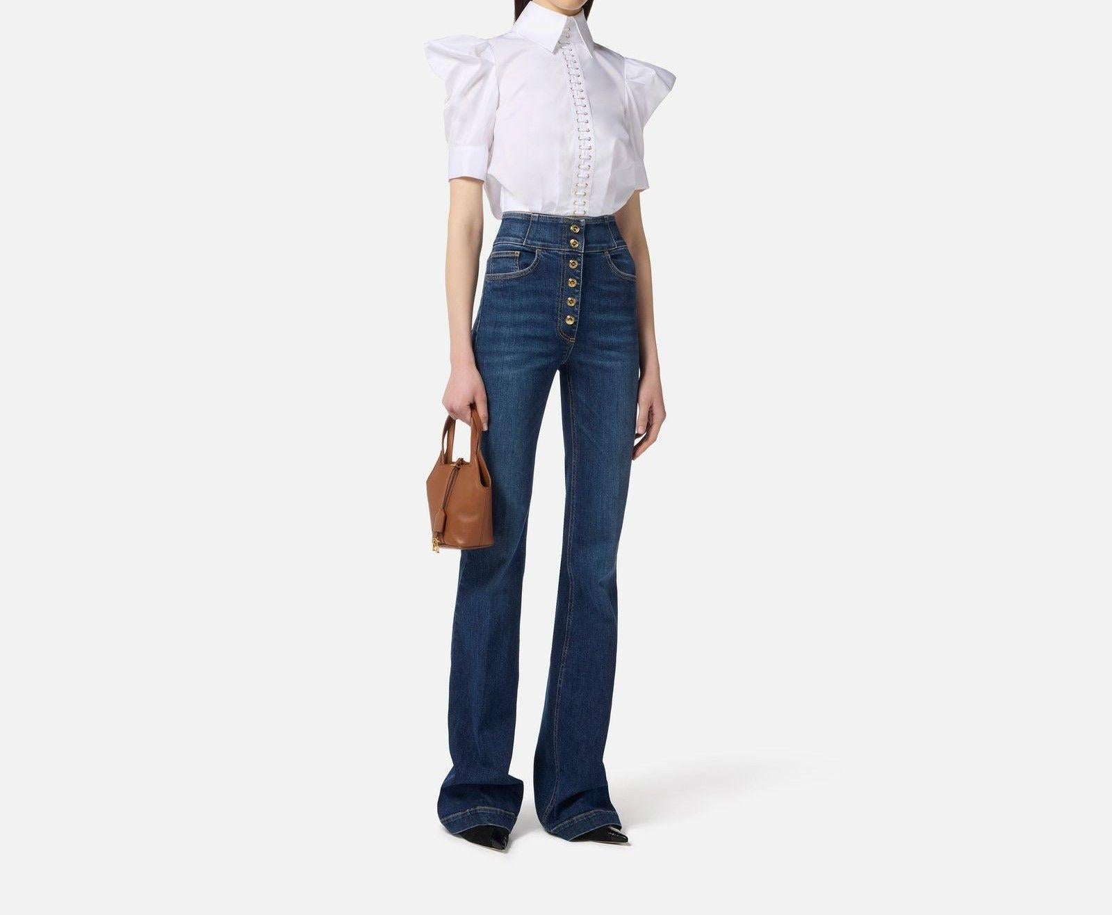 Camicia balloon in popeline - Elisabetta Franchi CA10156E2 100 ELISABETTA FRANCHI 