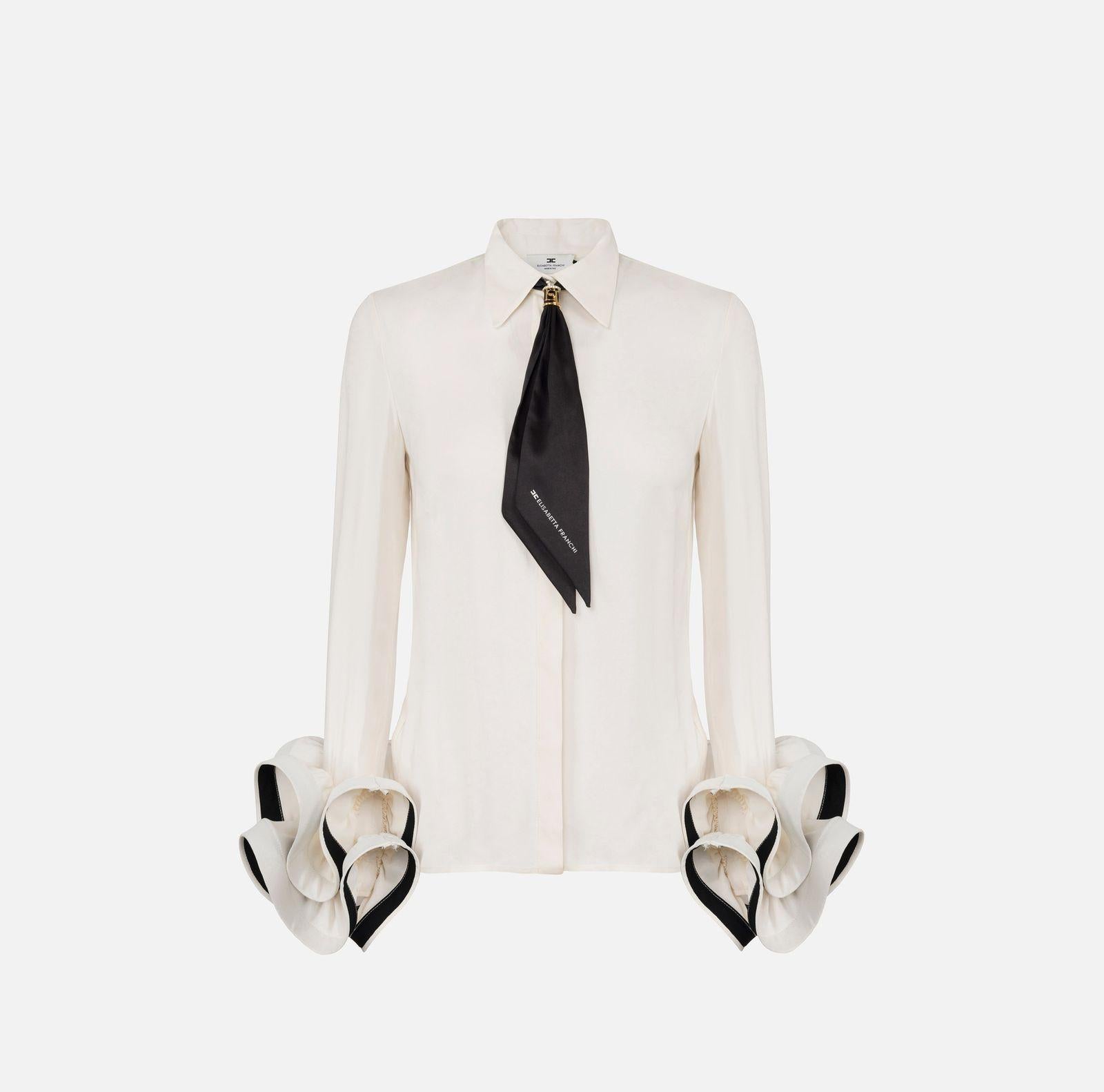 Camicia in goergette con rouches e foulard CAT9647E2 E84 ELISABETTA FRANCHI 