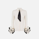 Camicia in goergette con rouches e foulard CAT9647E2 E84 ELISABETTA FRANCHI 