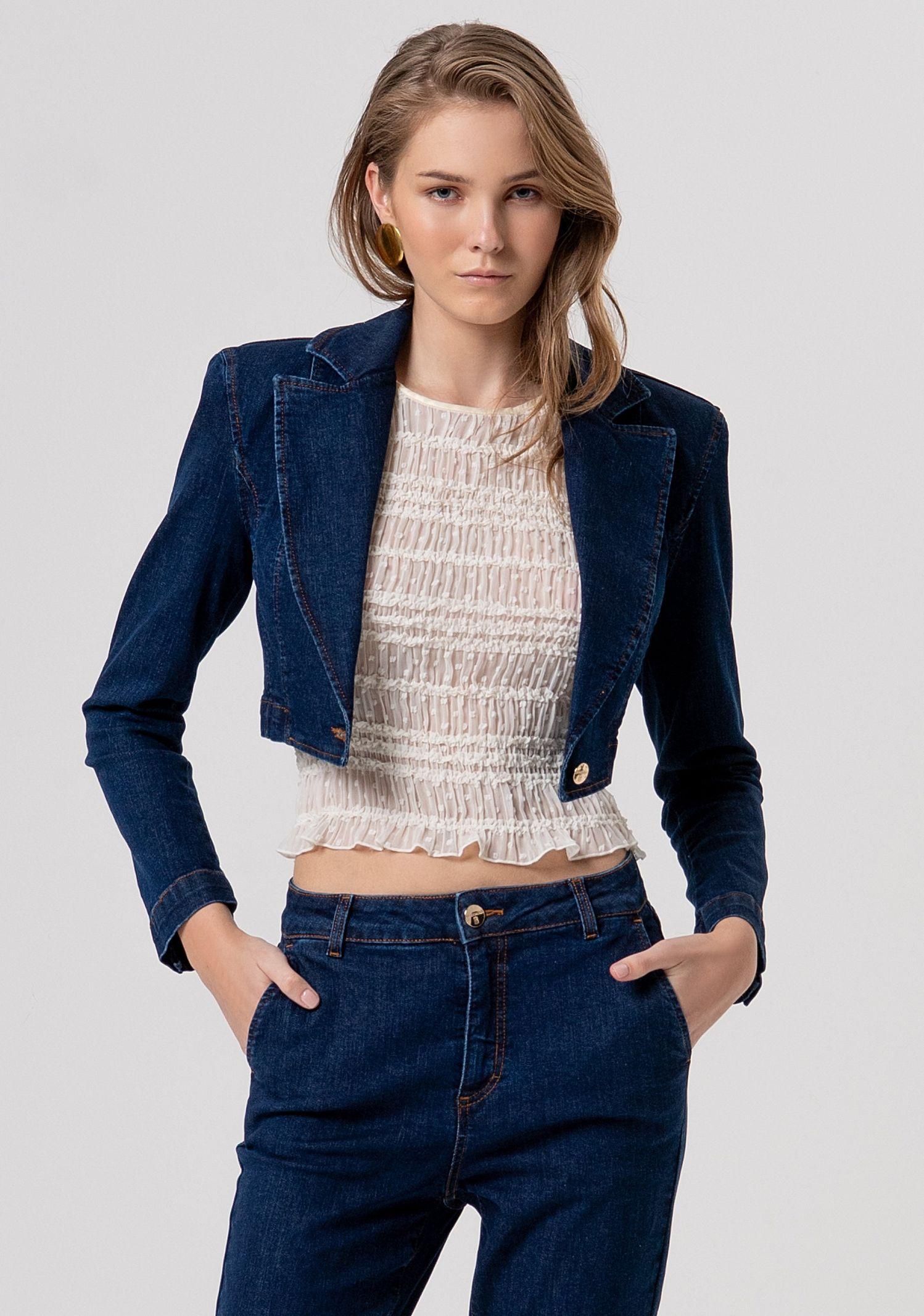 Giacca crop in denim con spalline - Fracomina FR26SJ1016D46093 L23 FRACOMINA 