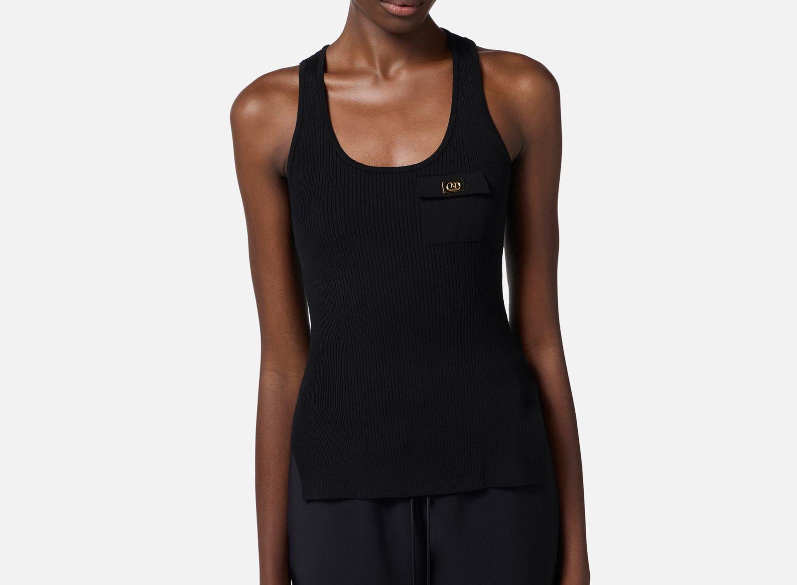 Top con taschino - Elisabetta Franchi TK41B51E2 110 ELISABETTA FRANCHI 