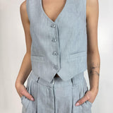 Gilet monopetto in lino - Eleh SS260309 BLU ELEH 