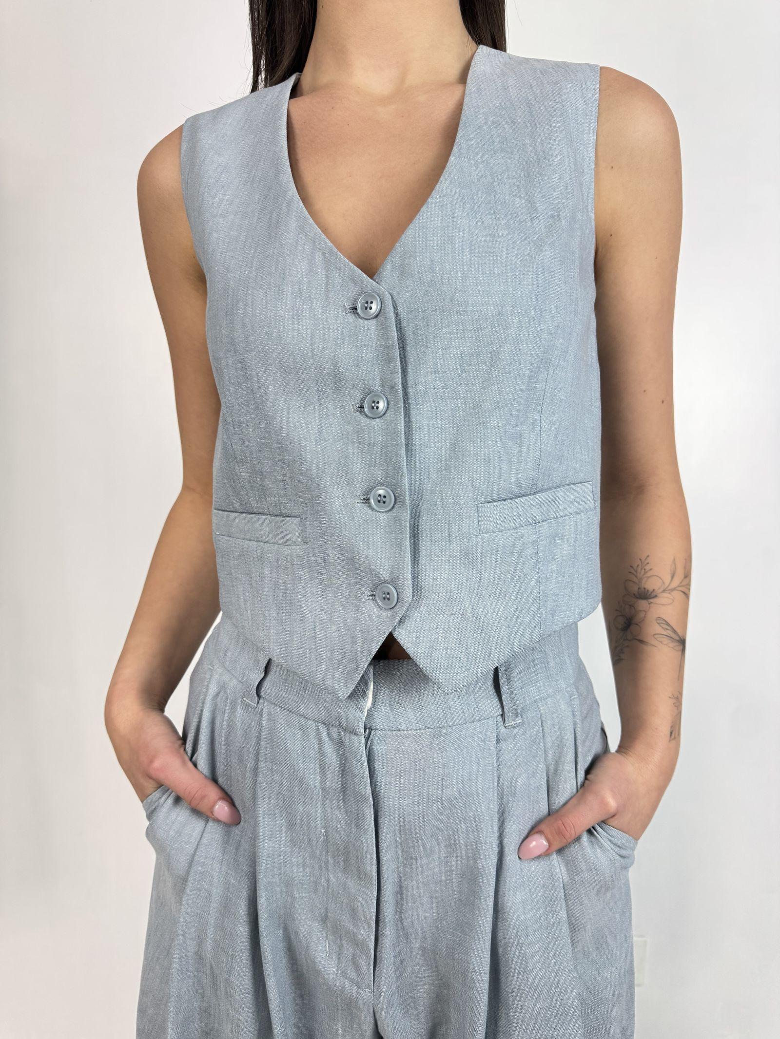 Gilet monopetto in lino - Eleh SS260309 BLU ELEH 