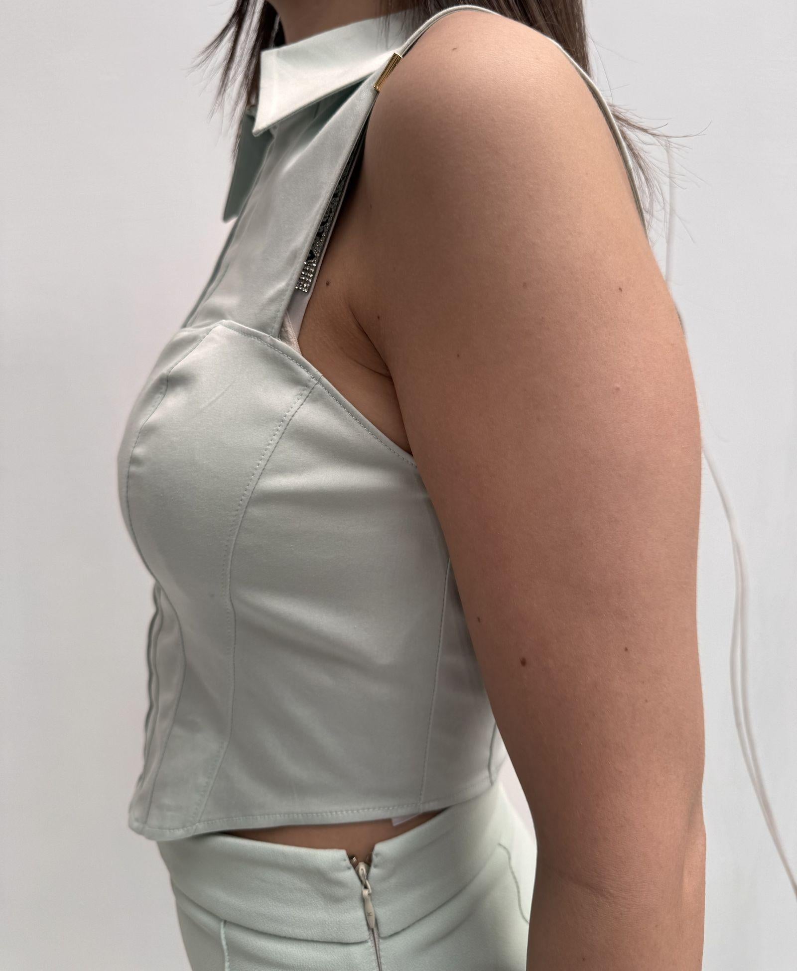 Camicia crop con gancetti - Elisabetta Franchi CA01841E1 BV9 ELISABETTA FRANCHI 