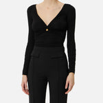 Maglia in jersey con gioiello - Elisabetta Franchi MD02962E3 110 ELISABETTA FRANCHI 