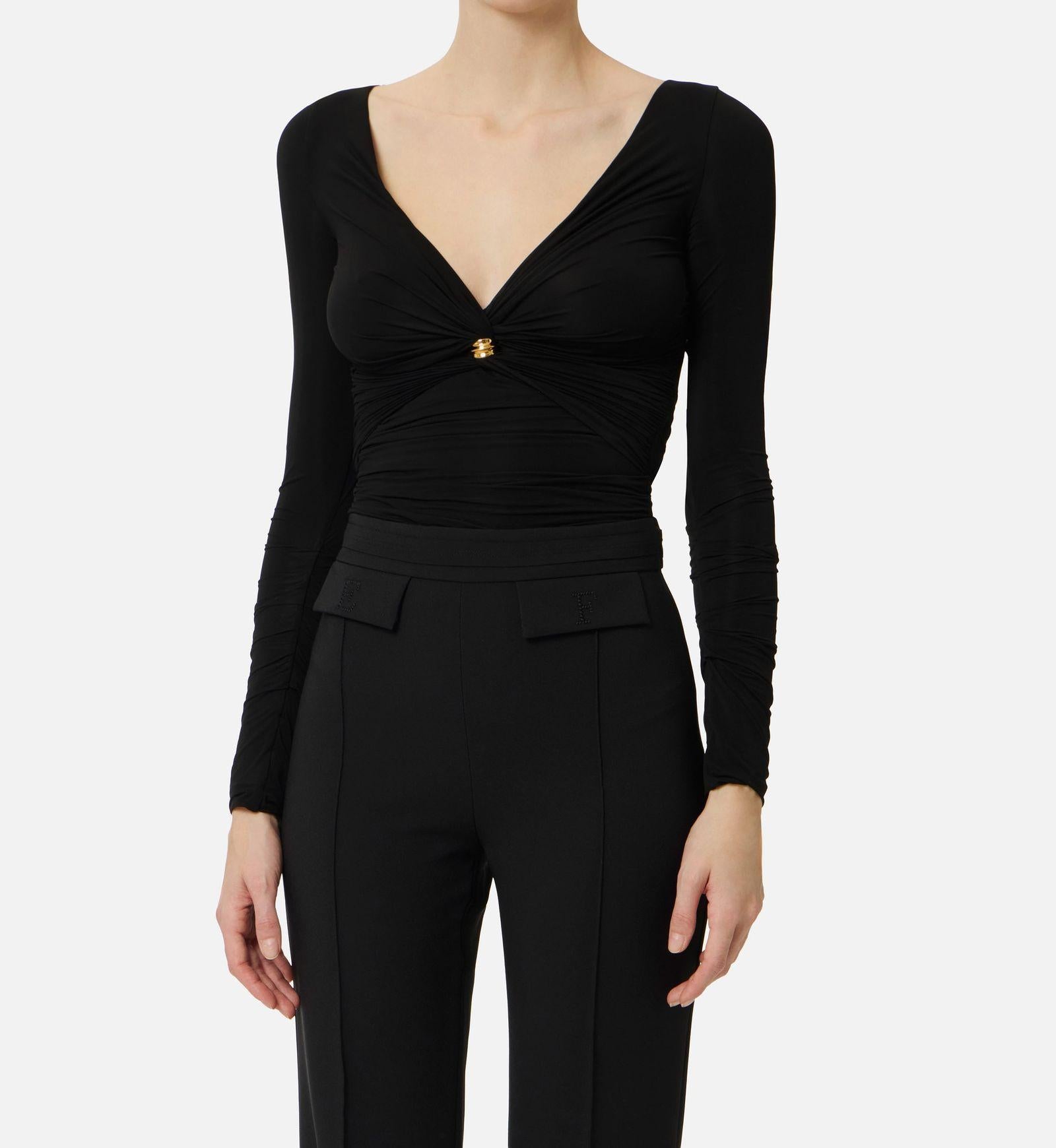 Maglia in jersey con gioiello - Elisabetta Franchi MD02962E3 110 ELISABETTA FRANCHI 
