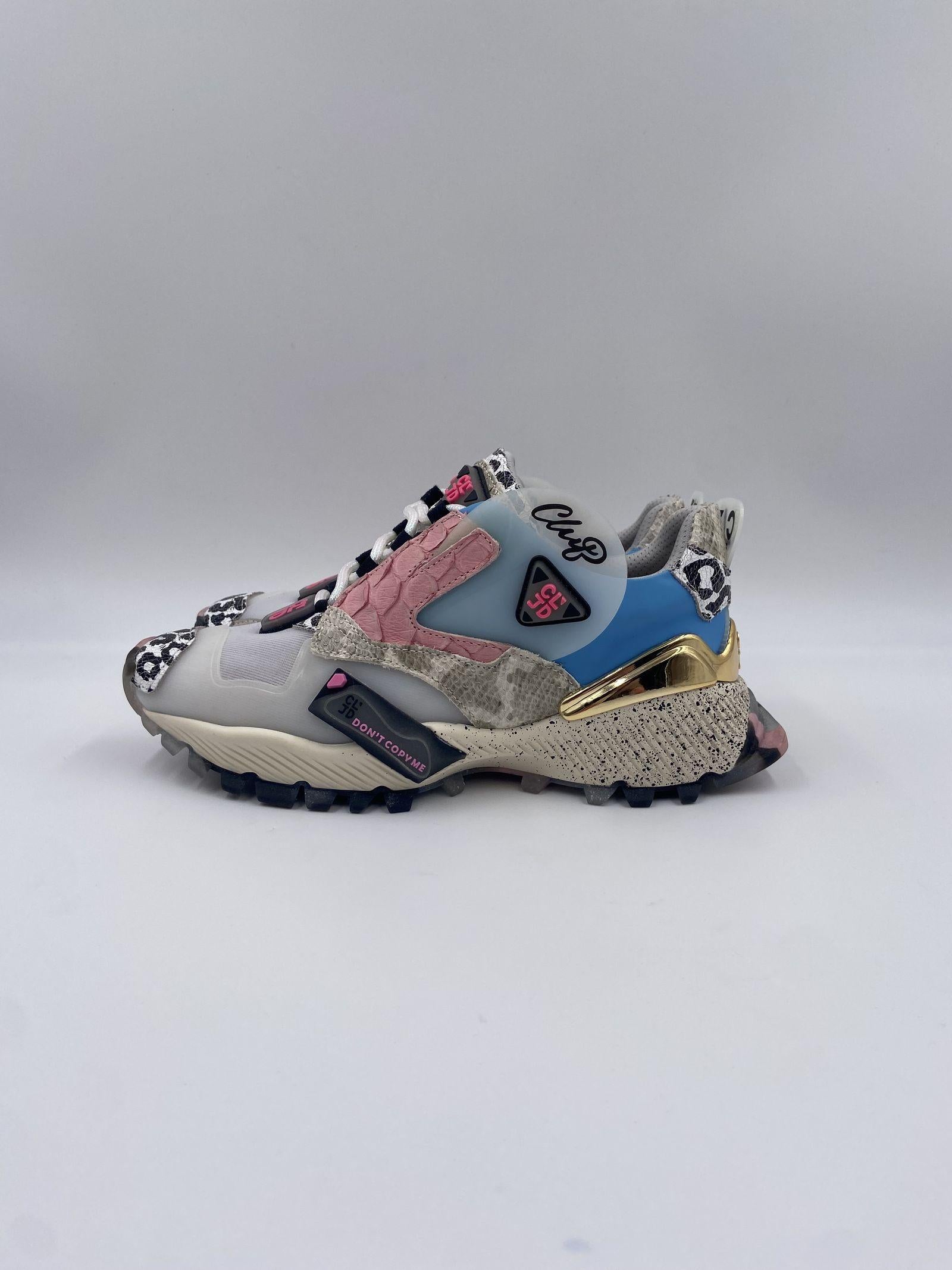 Sneakers rosa azzurro e oro 6F033 2013 CLJD 