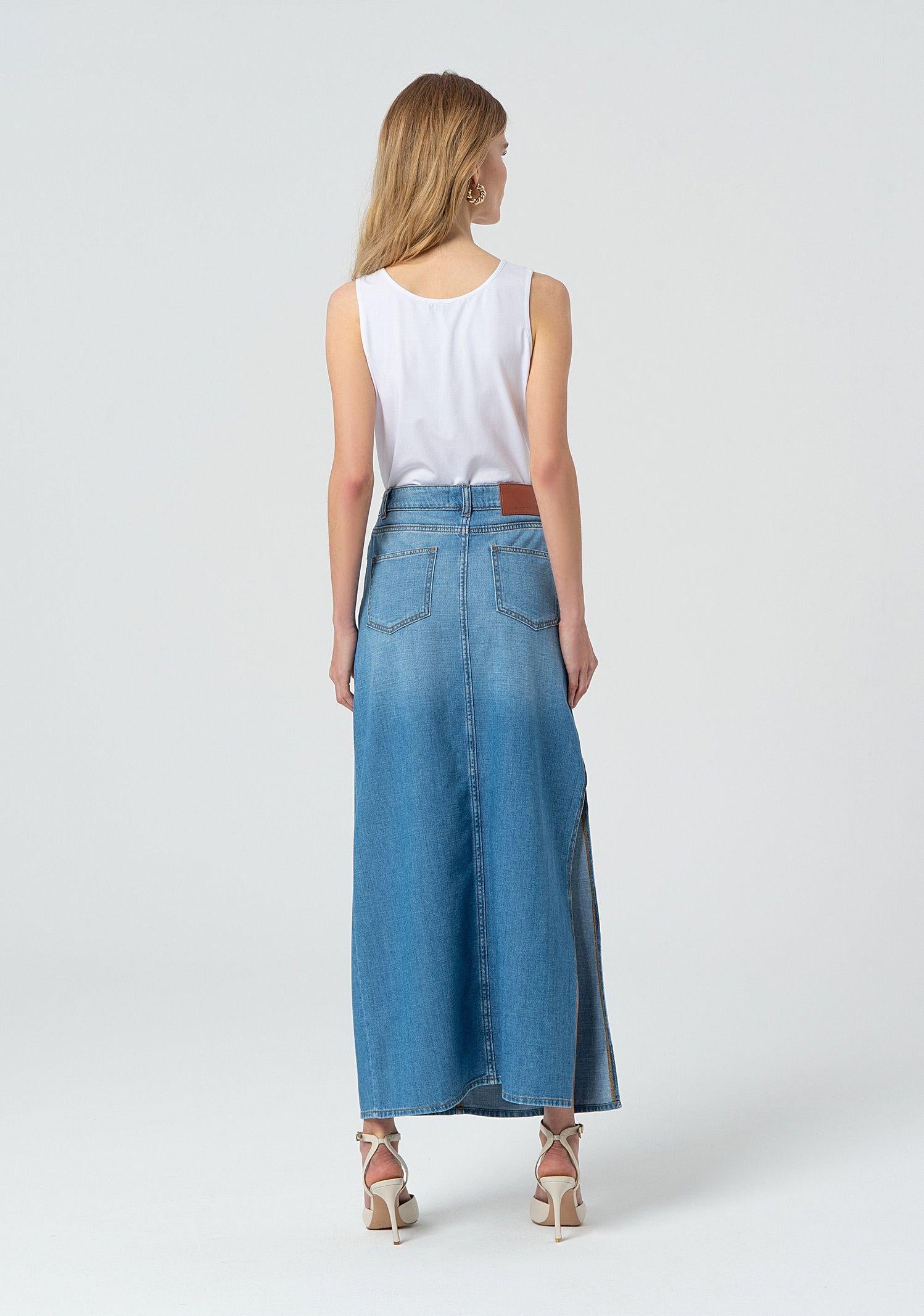 Gonna in denim con lavaggio medio FP25SG5006D46202 258 FRACOMINA 