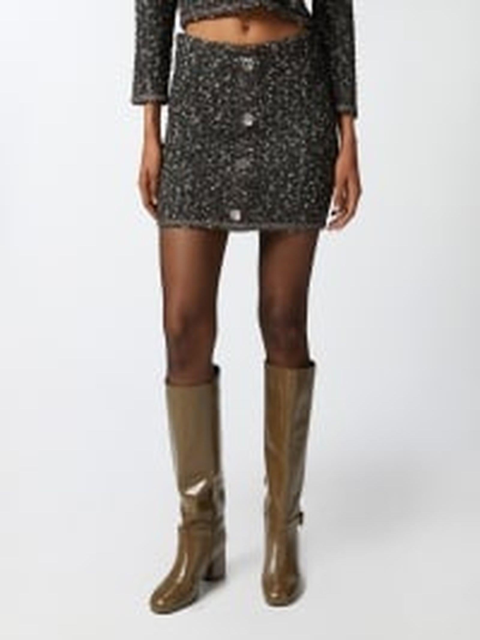 Minigonna in maglia bouclè con paillettes 103964-A21R ZM7 PINKO 