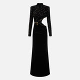 Abito Red Carpet in ciniglia ricamata con paillettes