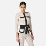 Giacca bicolor in doppio crepe GIS0156E2 EF1 ELISABETTA FRANCHI 