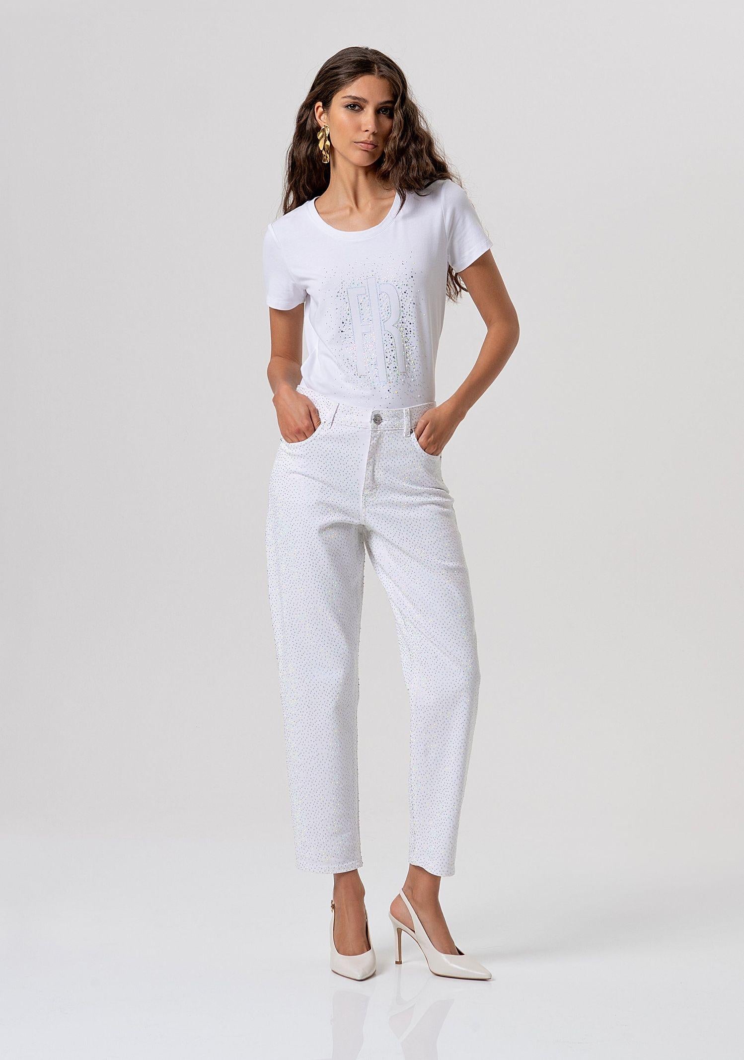 Pantaloni mom fit con strass FP26SVD005W615R9 278 FRACOMINA 