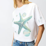 T-shirt con stampa e applicazioni 105704A2UG Z05 PINKO 