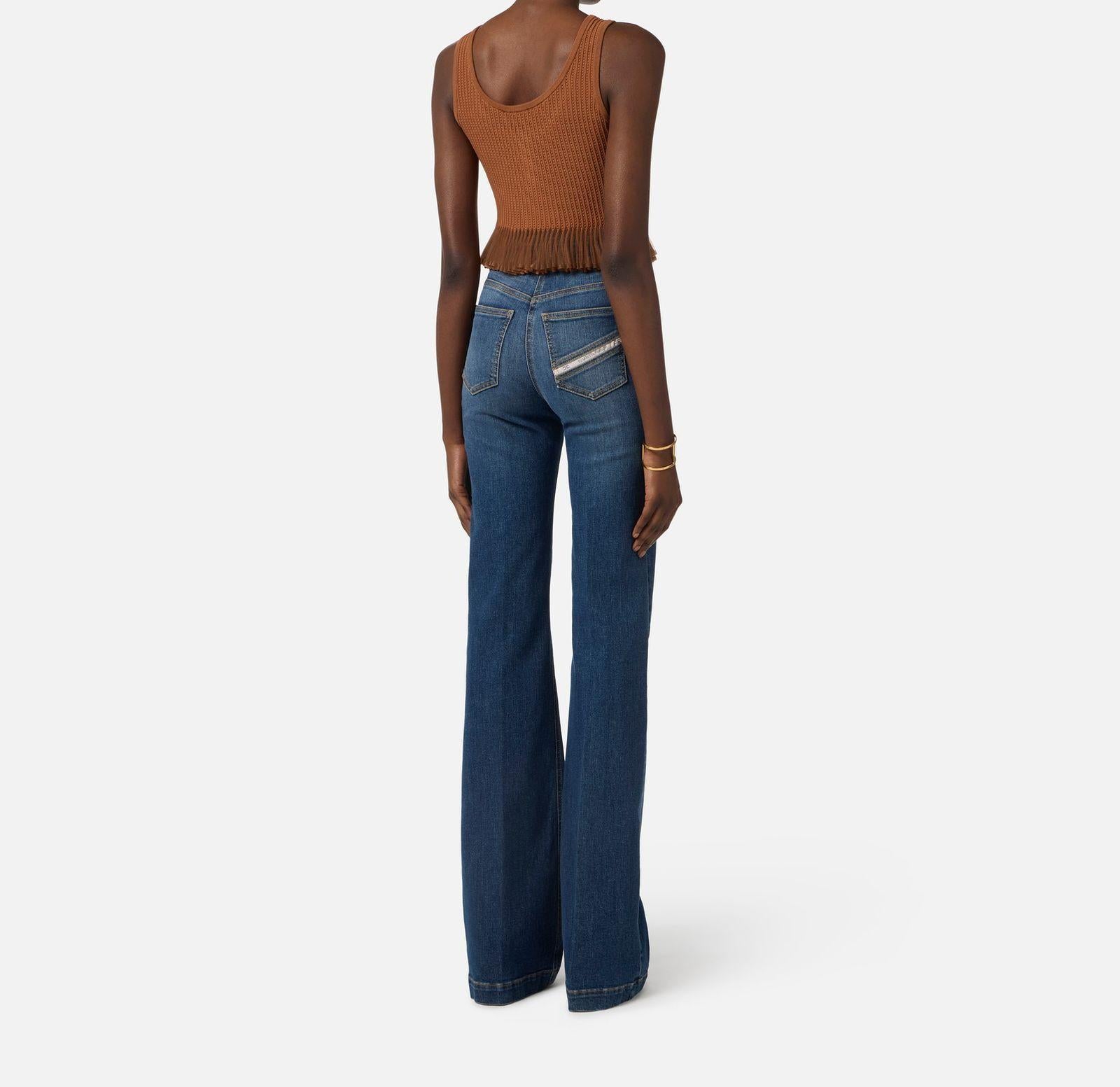 Jeans palazzo con bottoni - Elisabetta Franchi PJ19D61E2 104 ELISABETTA FRANCHI 