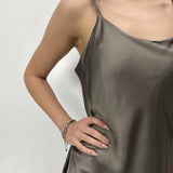 Abito lungo in raso - Ofelia D160 TAUPE OFELIA 