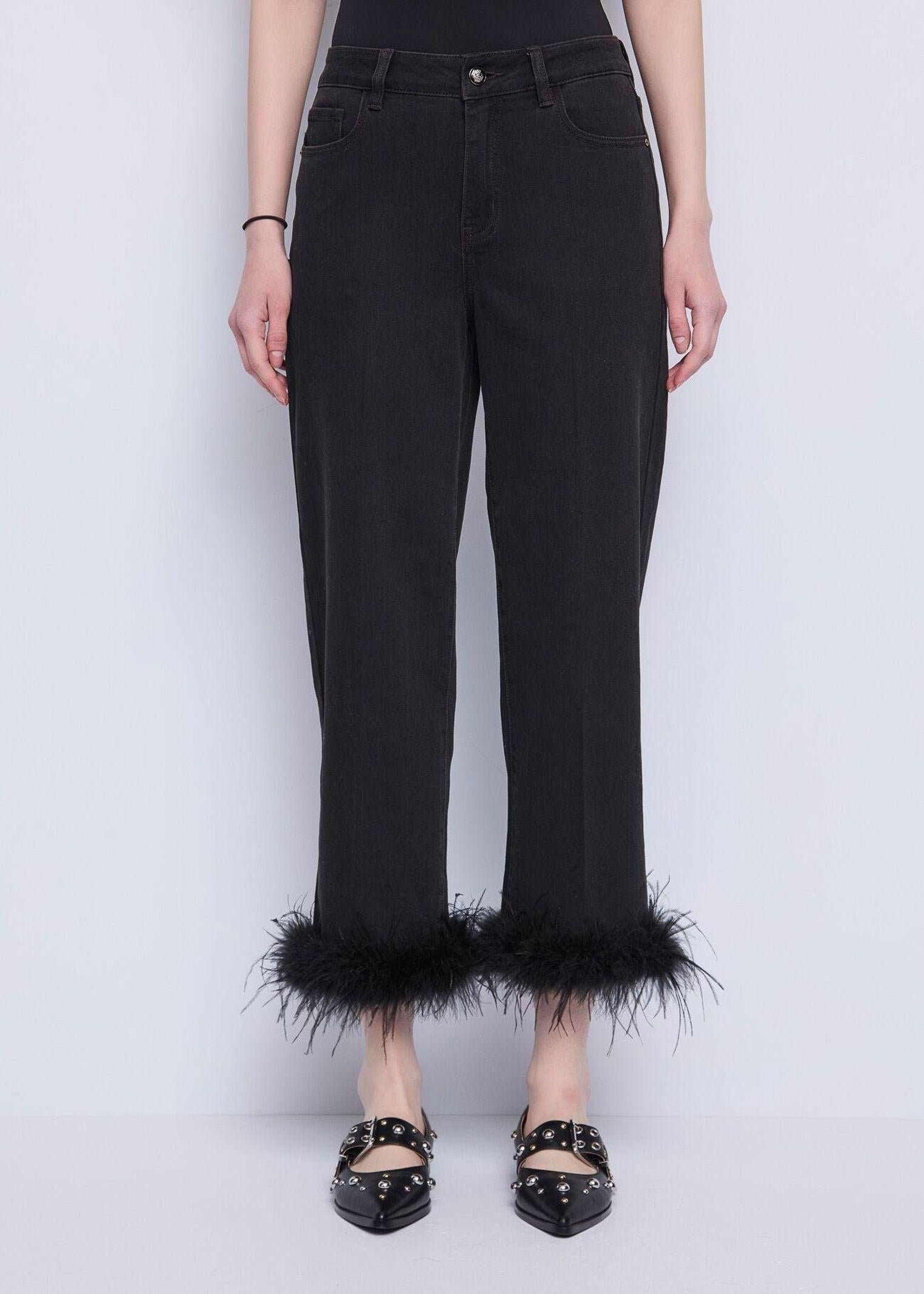 Jeans cropped con piume 521FD26007 00 GAUDI' 