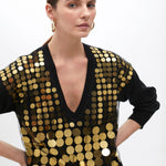 Maglia in rete con paillettes dorate MF2511026 2N5 MAITE 