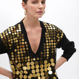 Maglia in rete con paillettes dorate MF2511026 2N5 MAITE 