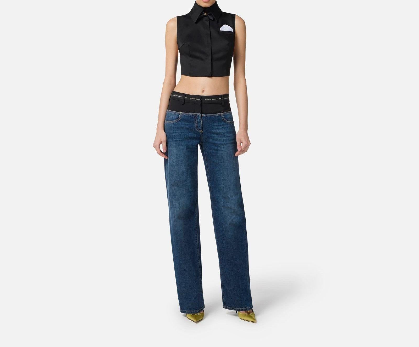 Camicia cropped con papillon - Elisabetta Franchi CA10556E2 110 ELISABETTA FRANCHI 