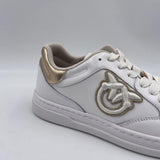 Sneakers tennis in pelle con dettagli metallizzati