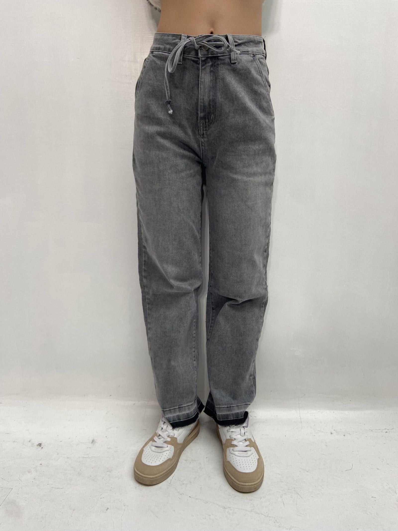 Jeans mom fit con coulisse LAF264 GRIGIO OFELIA 