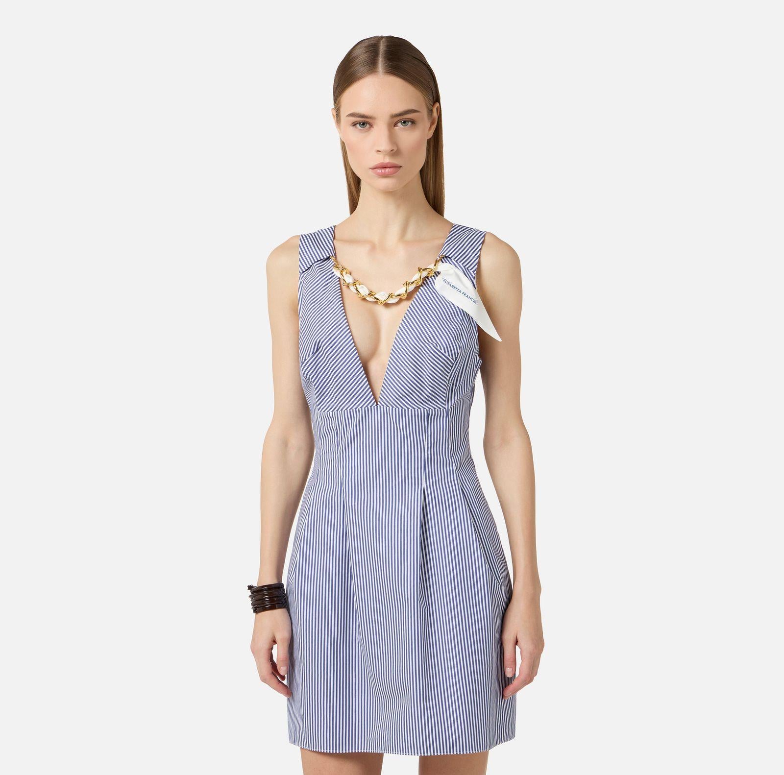 Abito con foulard gioiello - Elisabetta Franchi AB95762E2 019 ELISABETTA FRANCHI 