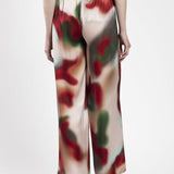Pantalone in raso fantasia multicolor