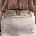 Pantalone con placca oro logata - Elisabetta Franchi PAT1541E2 193 ELISABETTA FRANCHI 