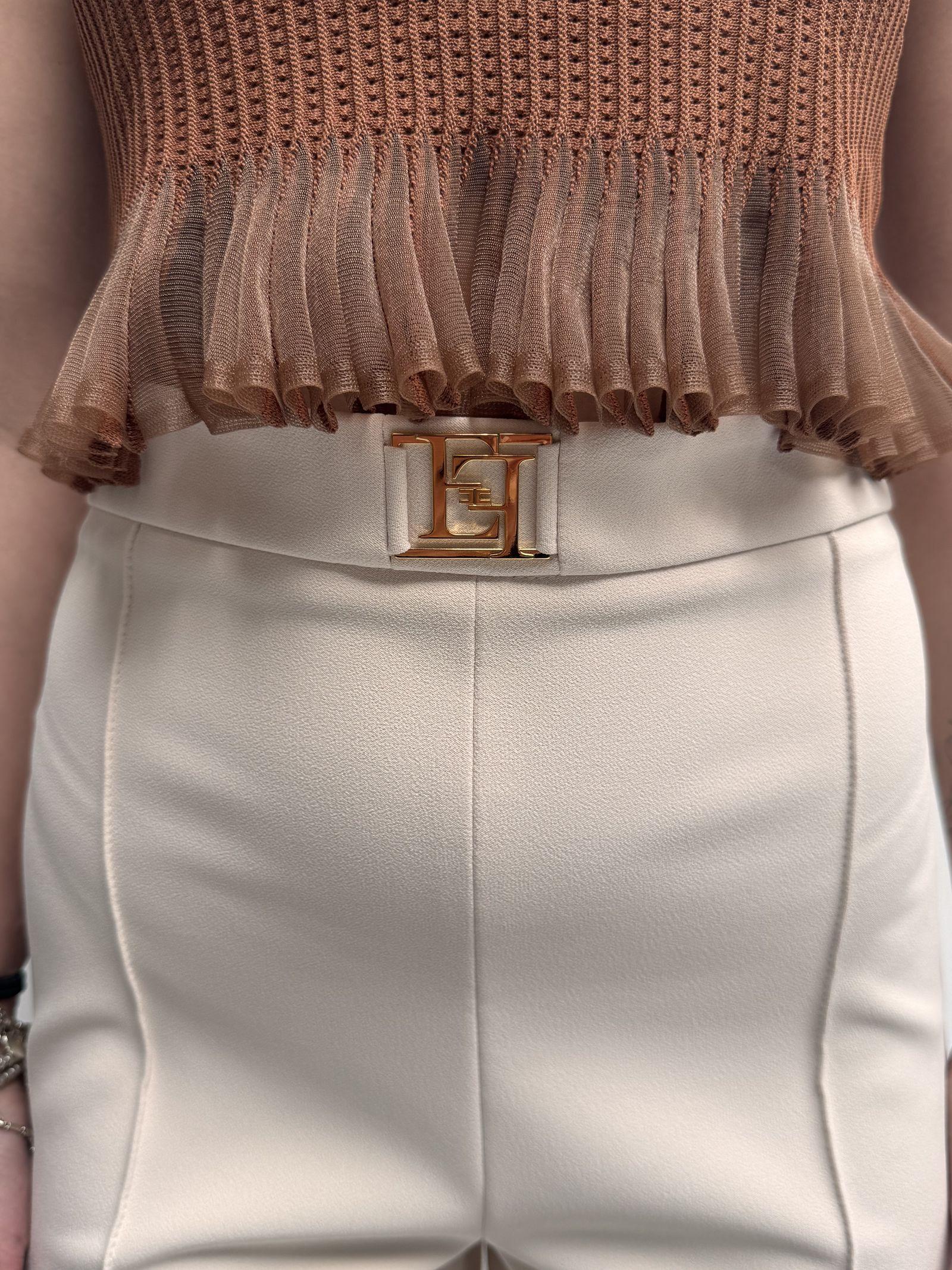 Pantalone con placca oro logata - Elisabetta Franchi PAT1541E2 193 ELISABETTA FRANCHI 