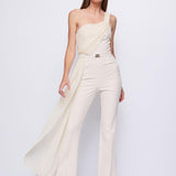 Jumpsuit monospalla con drappeggio