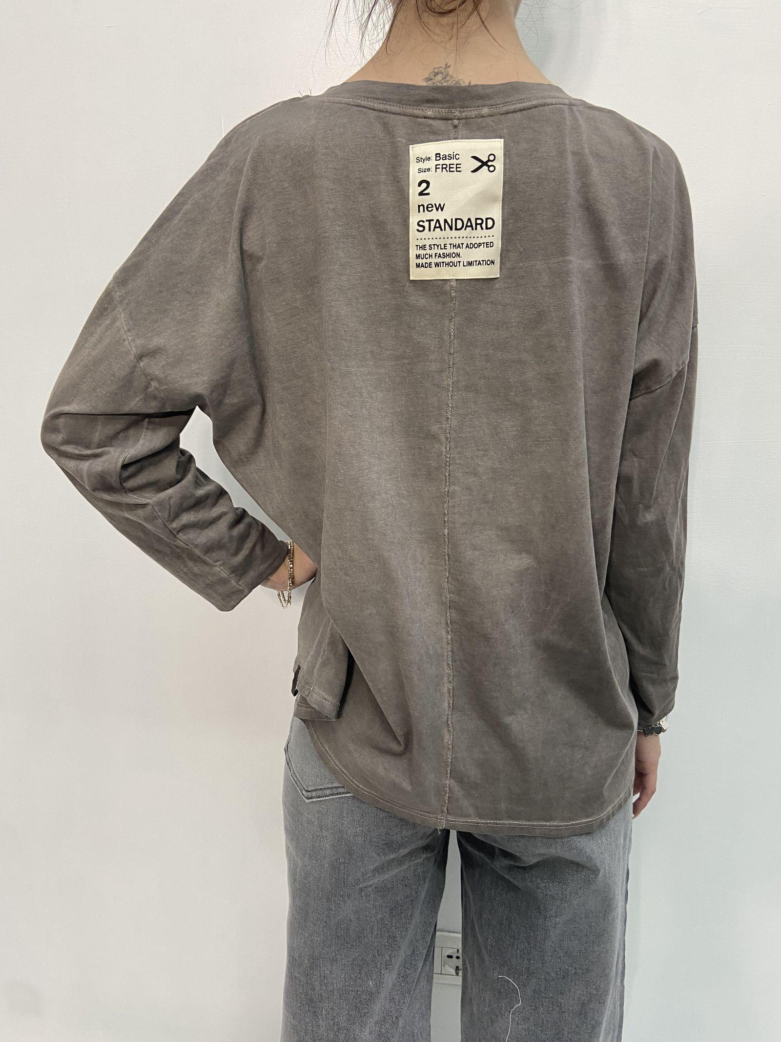 T-shirt scollo a V 2831 TORTORA OFELIA 