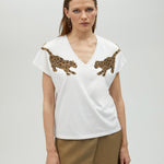 T-shirt strass disegno tigre MS2515018 00B MAITE 