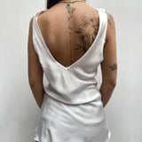 Top satinato scollo profondo - Ofelia MS2007 BIANCO OFELIA 