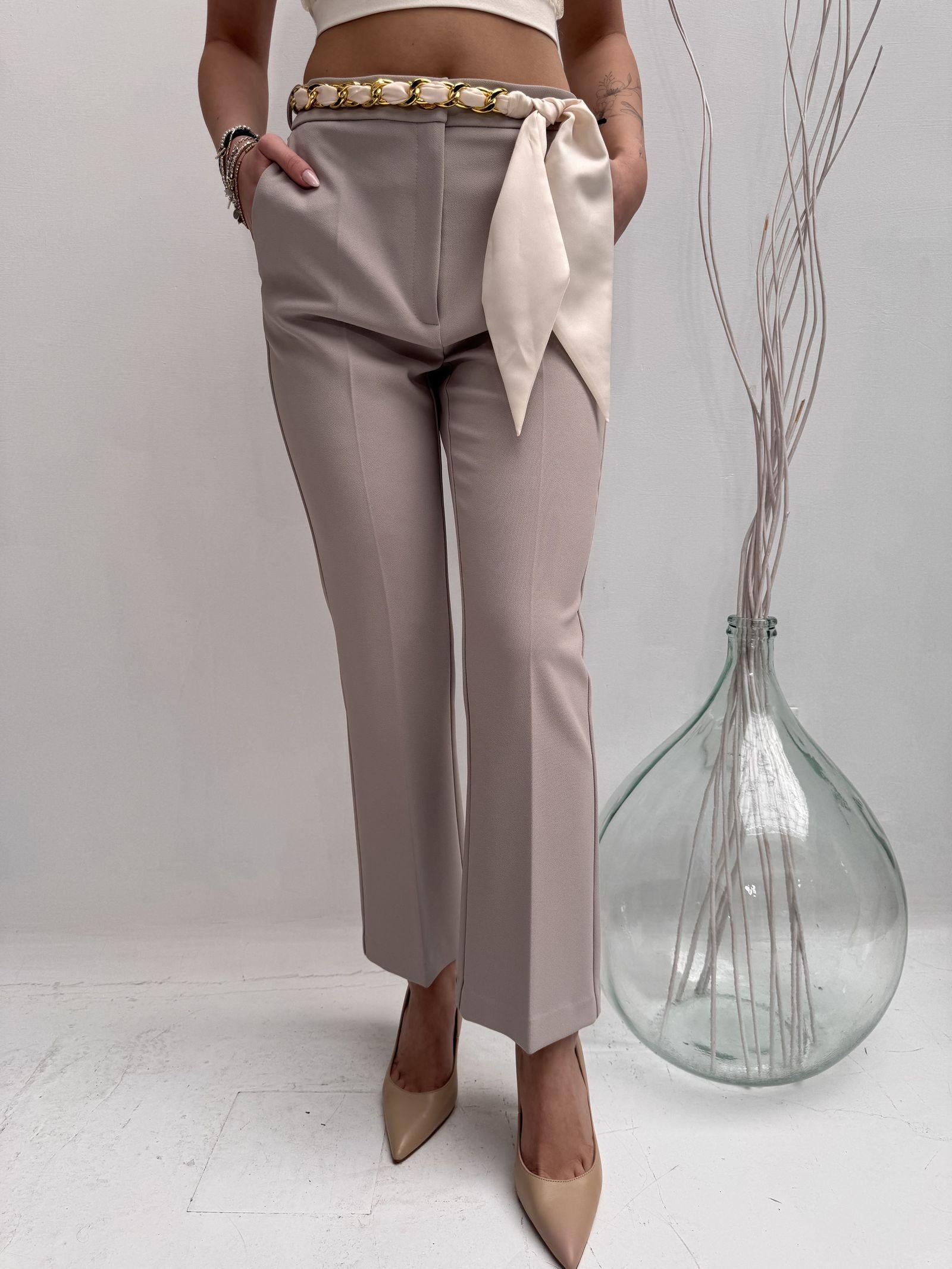Pantalone con cintura intrecciata - Elisabetta Franchi PAT1641E2 155 ELISABETTA FRANCHI 