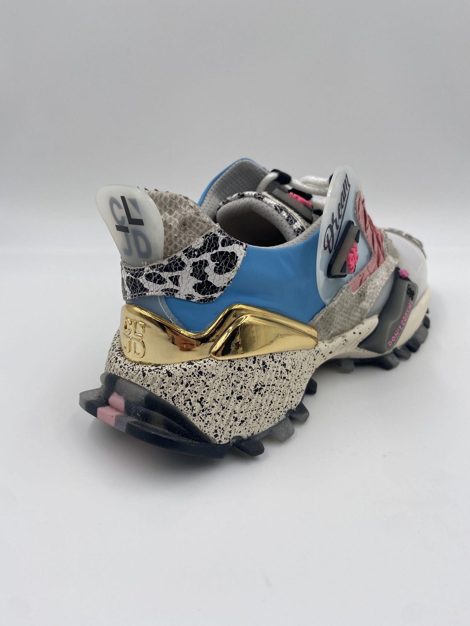 Sneakers rosa azzurro e oro 6F033 2013 CLJD 