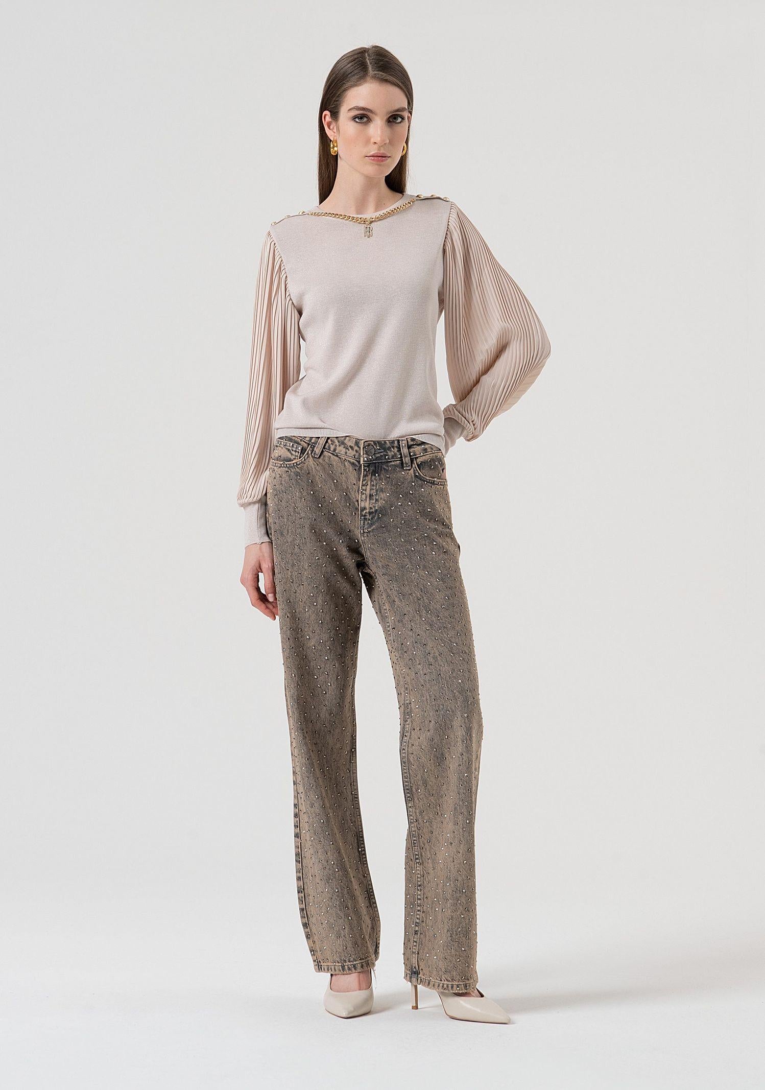 Jean flare con strass FR25WV2014D419R9 357 FRACOMINA 