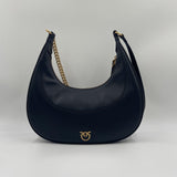Borsa a spalla in pelle bottolata con catena