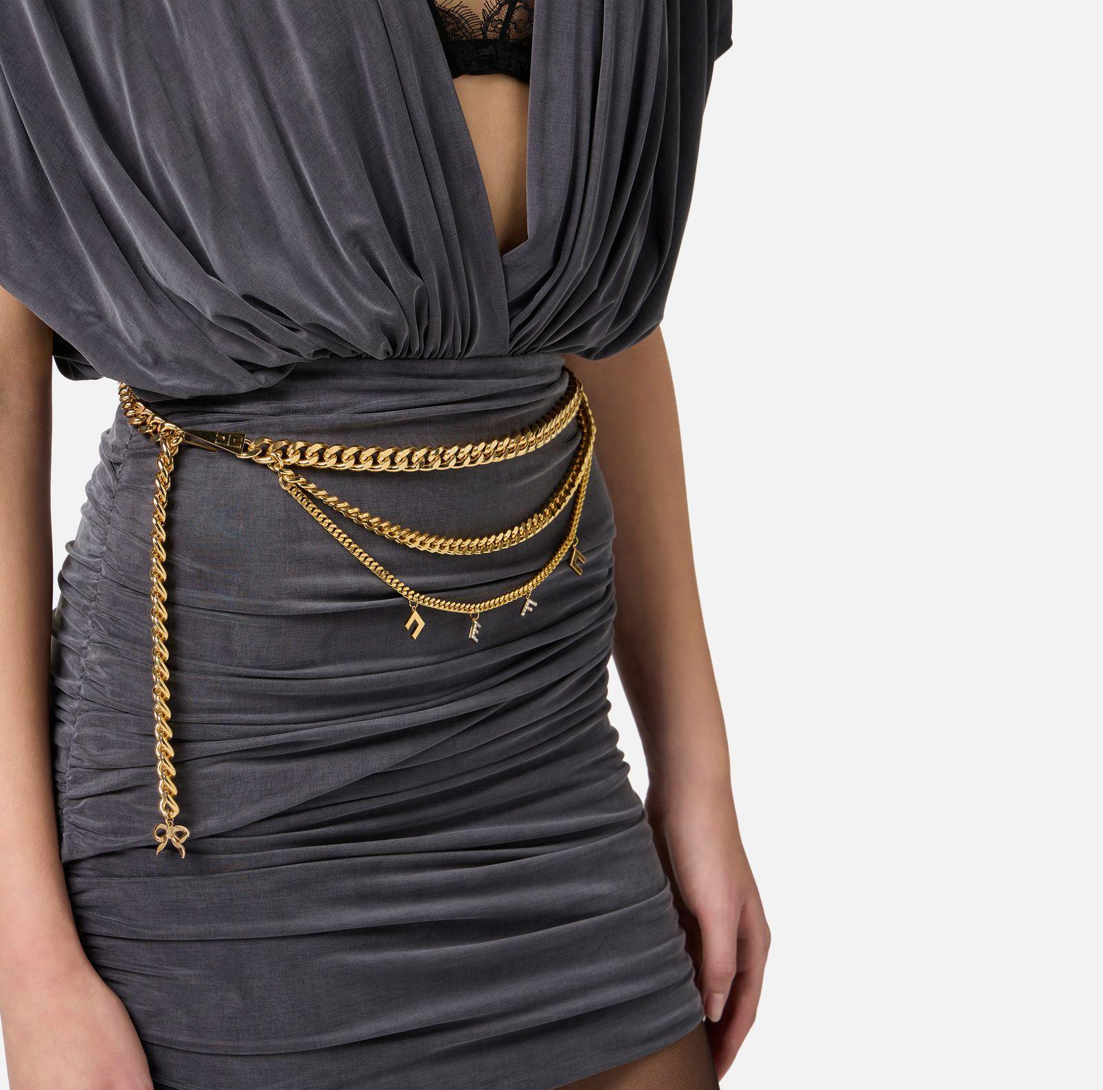 Abito in cupro con bralette - Elisabetta Franchi AB76551E2 DC3 ELISABETTA FRANCHI 