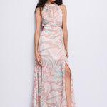 Abito lungo con stampa floreale e spacco 511FD15006 51103801 GAUDI' 