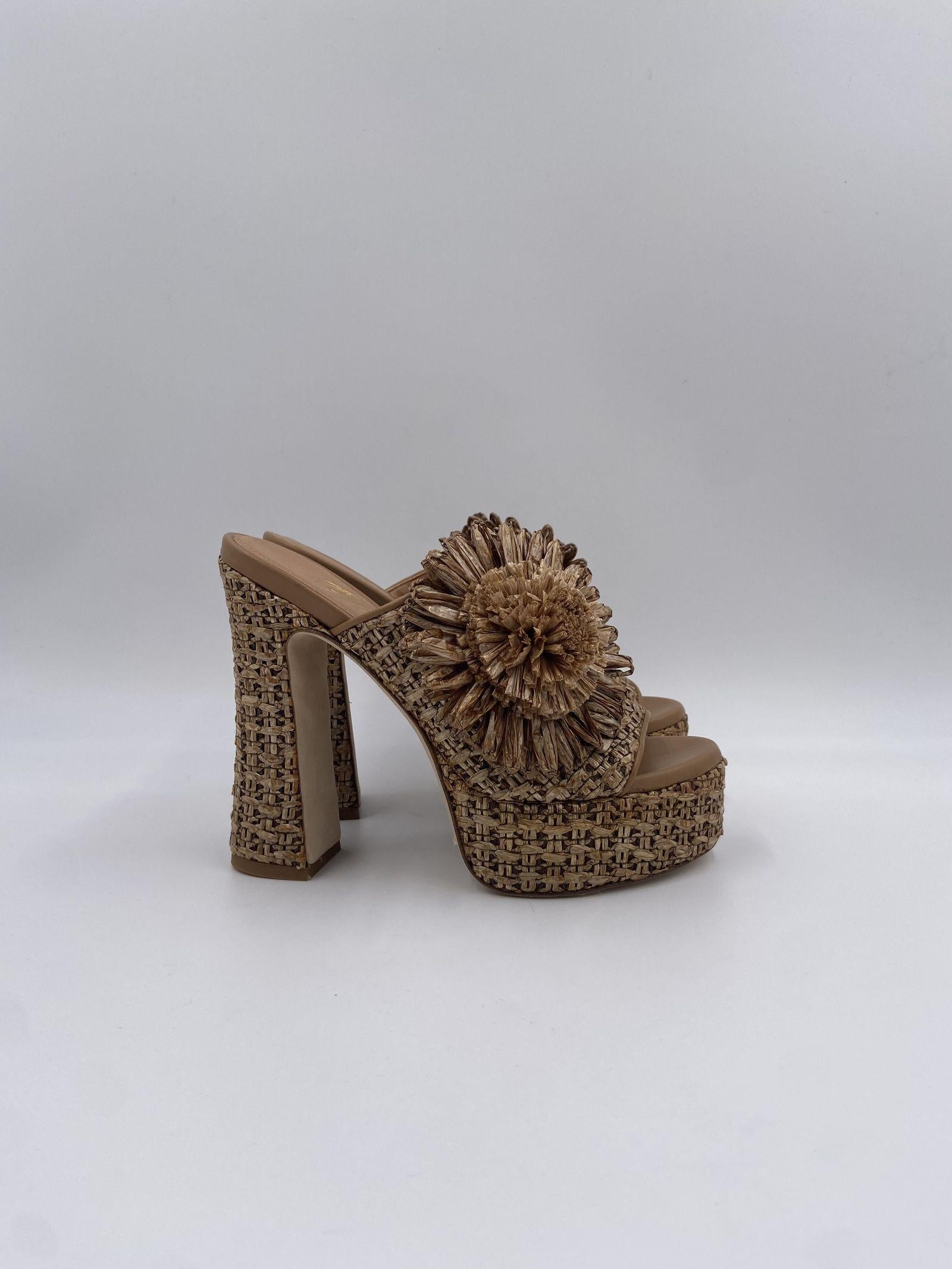 Sabot aperto in rafia con fiore 2588 BEIGE OFELIA 