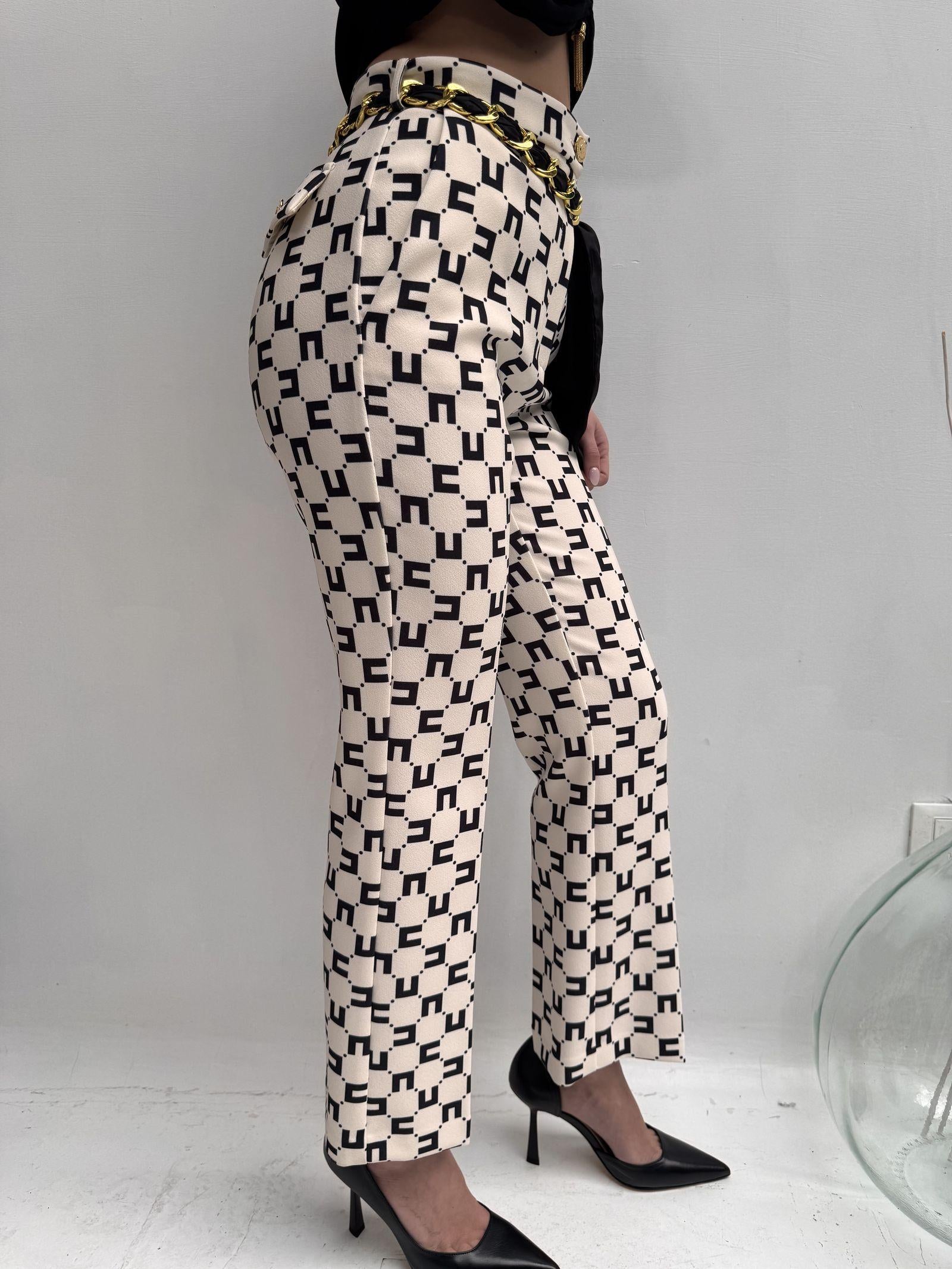 Pantalone logato con fusciacca - Elisabetta Franchi PAS1641E2 E84 ELISABETTA FRANCHI 