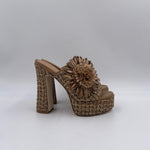 Sabot aperto in raffia con fiore 2588 BEIGE OFELIA 