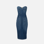 Abito bustier in denim - Elisabetta Franchi AJ44D56E2 104 ELISABETTA FRANCHI 