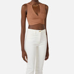 Top in maglia con incrocio - Elisabetta Franchi TK76S61E2 600 ELISABETTA FRANCHI 