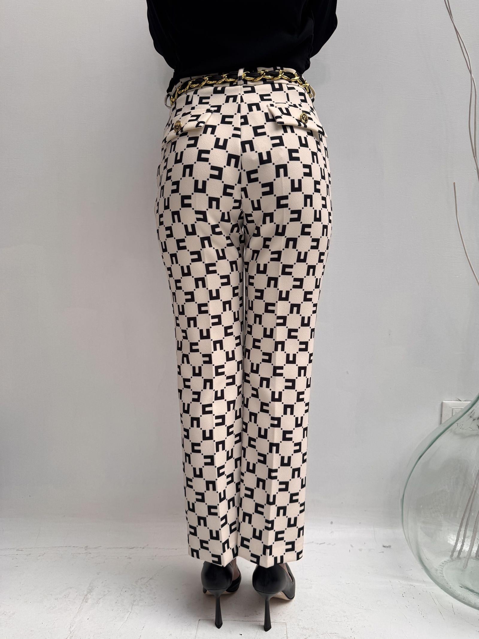 Pantalone logato con fusciacca - Elisabetta Franchi PAS1641E2 E84 ELISABETTA FRANCHI 