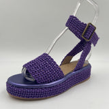 Sandalo zeppa in raffia naturale