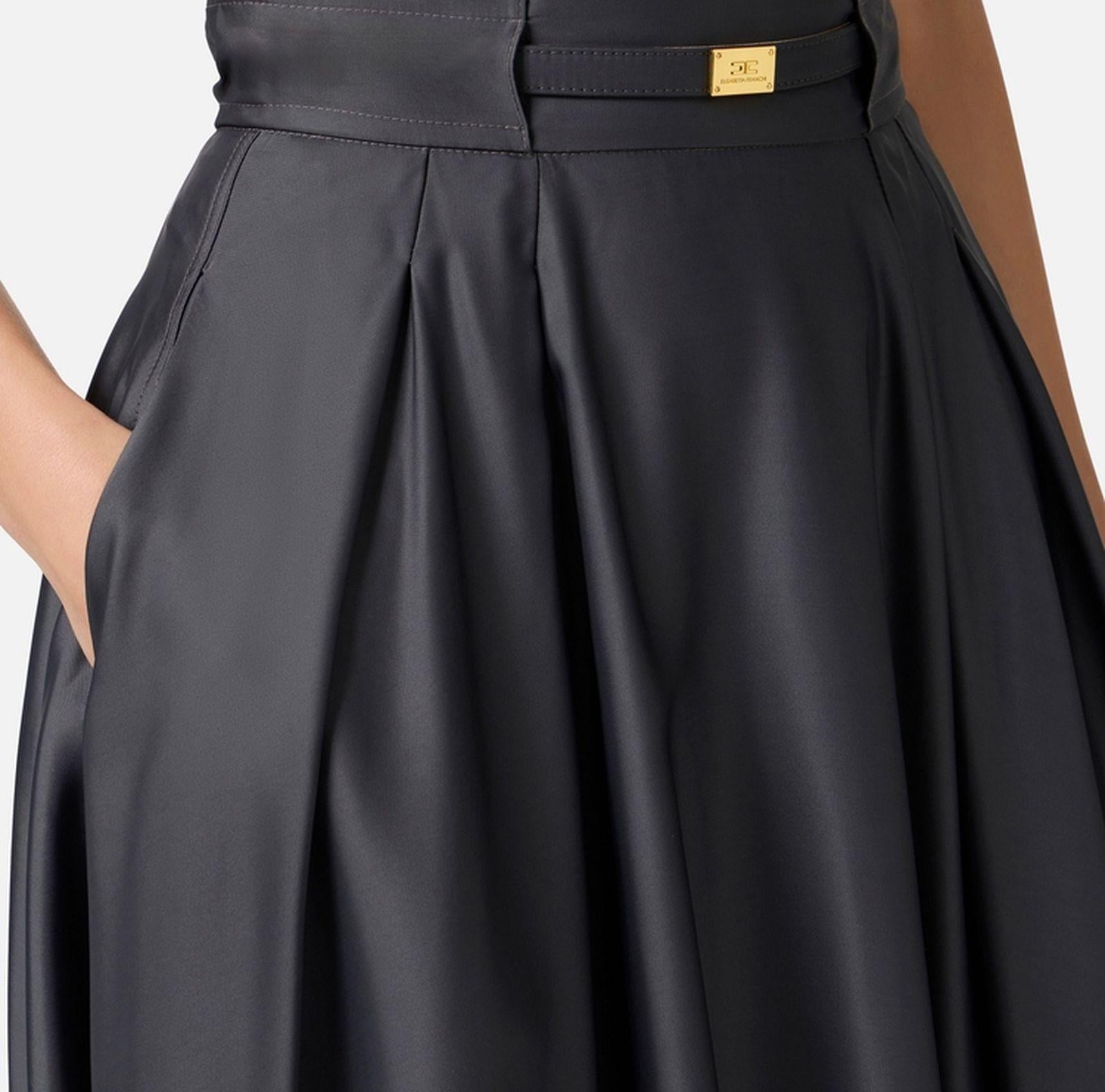 Gonna in raso con cintura - Elisabetta Franchi GO09851E2 DC3 ELISABETTA FRANCHI 